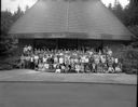 Grays Harbor College Class of 1983 outside Bishop Center for the Performing Arts, 6/3/1983, #68290_1