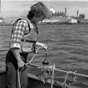 Woman drawing water sample, 8/1985, #69485_1