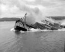 Unloading barge of logs, 7/21/1956, #31260_1