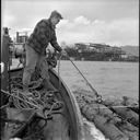 Bob Campbell on log patrol boat, 6/9/1970, #57437_1