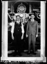 Fred Wuenschel and Henry F. Obermanns with machinery at factory startup, circa 1934, #66074_1