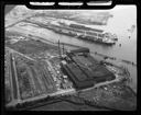 Aerial view of Olympic Plywood plant & 1st carload of plywood, 9/26/1968-10/1/1968, #55180_1