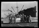 Japanese and American lumber businessmen and ship SHIRAHA MARU at Blagen Mill, circa 1925, #L360029_36