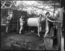 Four of the Spruce Girls operating veneer lathe in Grays Harbor Veneer Co. plant, 3/7/1926, #11730_1