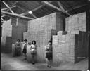 Four of the Spruce Girls at Grays Harbor Veneer Co. plant, 3/7/1926, #11734_1