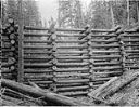 Wooden train trestle 75 ft. x 30 ft. with men , circa 1915, #4457_1