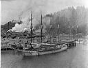 ALERT and unidentified sailing ship docked at E. K. Woods  lumber mill, circa 1908, #L400365_1