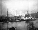 Unidentified ship at E.K. Wood Lumber Co. mill dock, circa 1900, #L400405_1