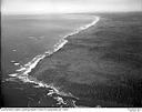 Looking north up the coastline from Taholah on the Quinault River, circa 1949, #L32R24F6_1