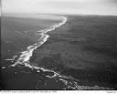 Looking north up the coastline from Taholah on the Quinault River, circa 1949, #L32R24F8_1