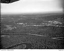 Unidentified timber land, slough or river and a town in the distance, 9/4/1949, #L32R35F5_1